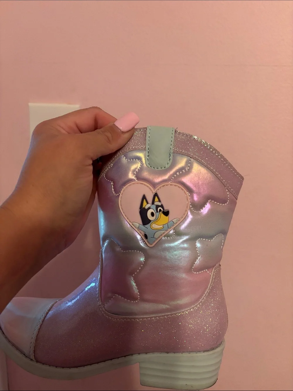 Girls' Pink Glitter Western Bluey Boots